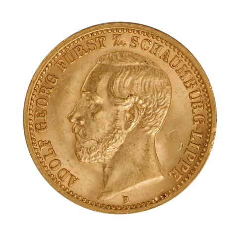 Fürstentum Schaumburg-Lippe/Gold - 20 Mark 1874/B, Fürst Adolf Georg (1860-1893),
