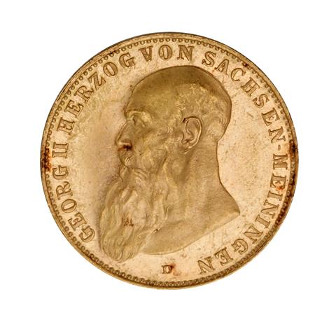 Herzogtum Sachsen-Meiningen/Gold - 20 Mark 1910/D, Herzog Georg II. (1866-1914),