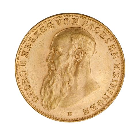 Herzogtum Sachsen-Meiningen/Gold - 20 Mark 1914/D, Herzog Georg II. (1866-1914),