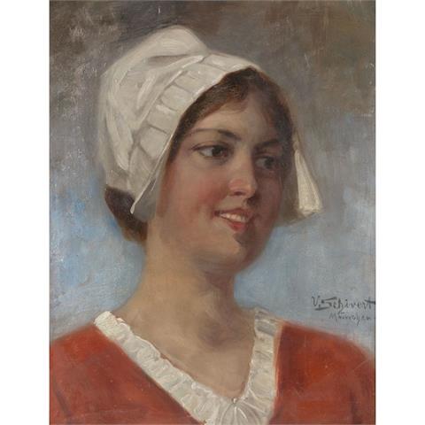 SCHIVERT, VIKTOR (1863-1929) "Junges Mädchen mit Kappe"