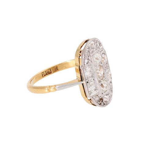 Art Déco Ring mit Altschliffdiamanten und Diamantrosen zus. ca. 0,5 ct,
