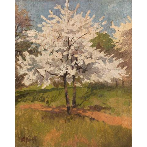 FUCHS, KARL (1872-1968), "Blühender Obstbaum auf der Wiese",
