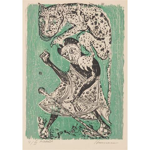 HANSEN-BAHIA, KARL HEINZ (1915-1978) "Frau mit Leopard"