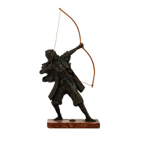 Bronze eines bogenschießenden Samurai-Kriegers. JAPAN, Meiji-Periode.