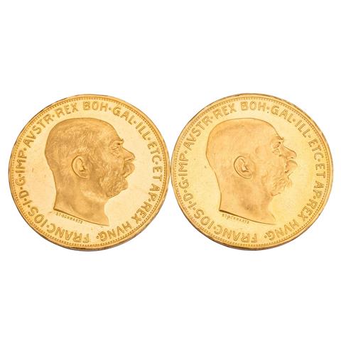 Österreich /GOLD - 2x  Franz Josef I. 100 Kronen 1915/NP