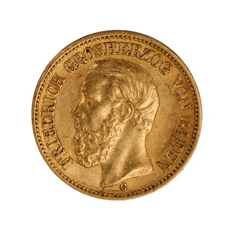 Deutsches Kaiserreich / Baden - 20 Mark 1894, Großherzog Friedrich, GOLD,