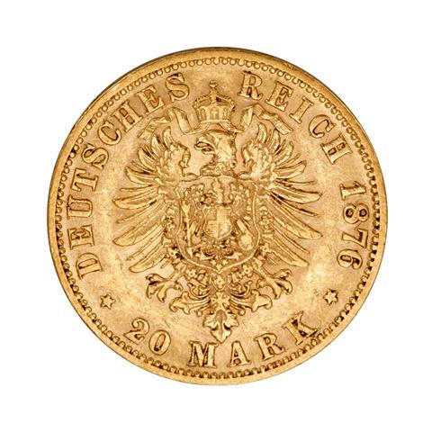 Dt. Kaiserreich /GOLD - Sachsen, Albert (1873-1902) 20 Mark 1876-E