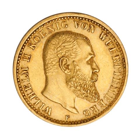 Dt. Kaiserreich /GOLD - Württemberg, Wilhelm II. (1891-1918) 10 Mark 1913-F