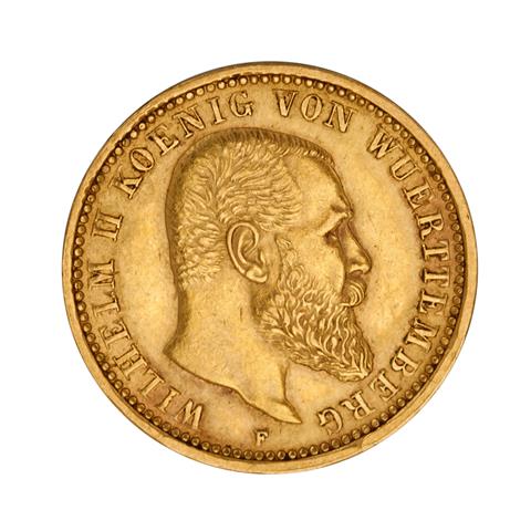 Königreich Württemberg/Gold - 10 Mark 1911/F, Wilhelm II.,