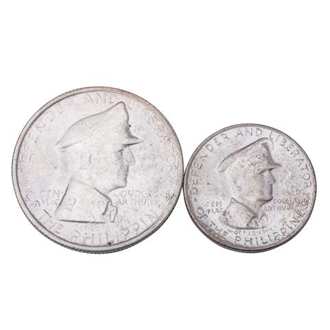 Philippinen - 50 Cent. und 1 Peso 1947, General Douglas Mc Arthur,