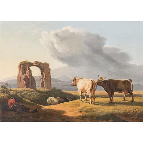 KLENGEL, JOHANN CHRISTIAN, ATTRIBUIERT (Klengel: 1751-1824), "Hirte mit Kühen vor einer Ruine",