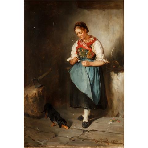 ENGL, HUGO (1852 - 1926), "Junge Frau in Tracht", 1876,