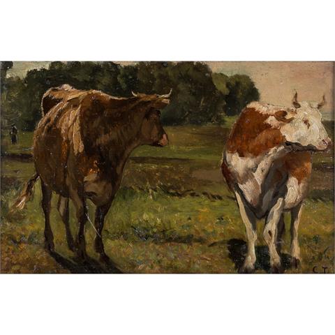 TROYON, CONSTANT (1810-1865), "Zwei Kühe auf der Weide",