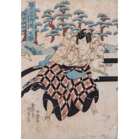 JAPAN Holzschnitt mit Darstellung eines japanischen Schauspielers, 18. Jh.,