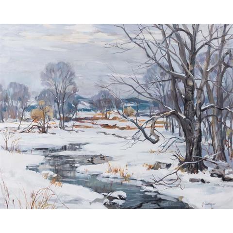 CHEREPOV, GEORGE (1909-1987), "Verschneite Landschaft mit Hügelkette im Hintergrund",