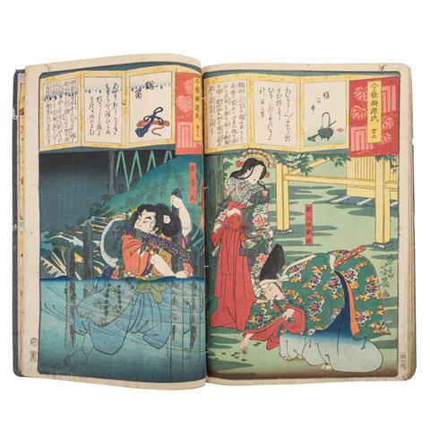 Farbholzschnittbuch, JAPAN, 19. Jh. (vermutlich von Utagawa Yoshiiku, 1833-1904).