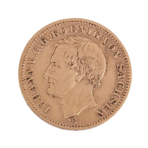 Dt. Kaiserreich /GOLD - Sachsen, Johann 10 Mark 1873-E