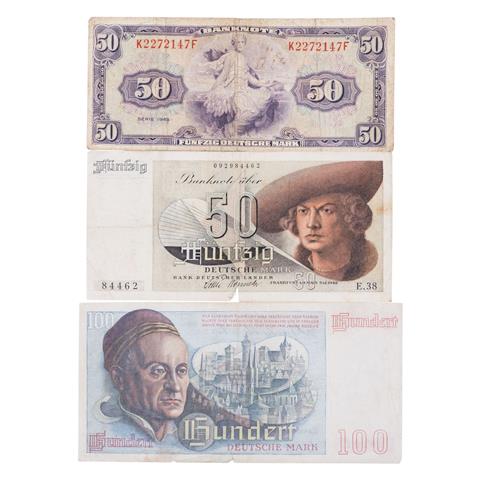 3-teilige Zusammenstellung Banknoten BDL -