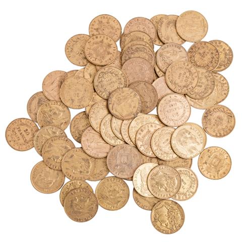 Frankreich - GOLDhort! 73 historische 20 Francs Stücke,