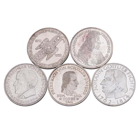 BRD Top 5 - 5 x 5 DM Sondermünzen 1952 - 1964