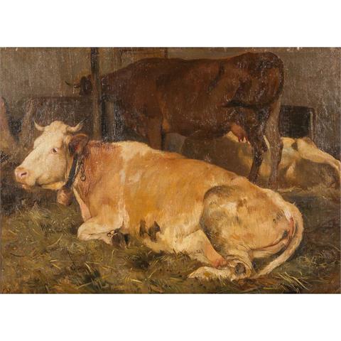 ROUX, KARL (1826-1894) "Kühe im Stall"