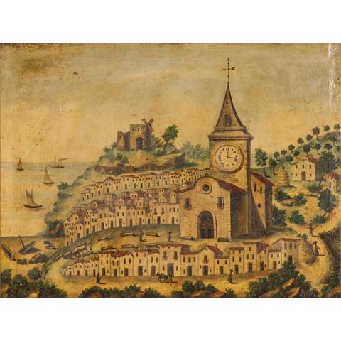 SPANISCHE KOLONIAL-SCHULE, "Landschaft mit Stadtvedute", 18./19. Jahrhundert,