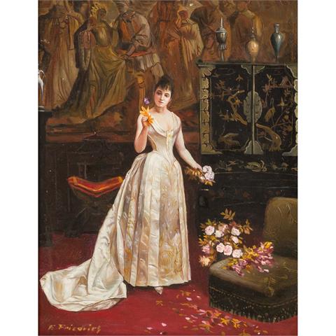 LÉONHARD DE JONGHE, GUSTAVE 1829-1893, (NACHFOLGER), „Portrait einer Dame mit Blume“,