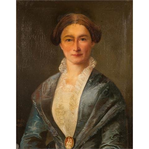 BELTZ, HEINRICH (1801-1869) "Bildnis einer Dame in blauem Kleid" 1854