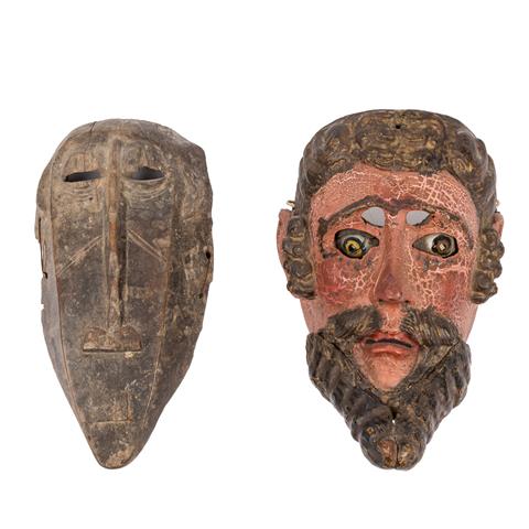 2 volkstümliche Masken aus Holz, 19. Jh.,