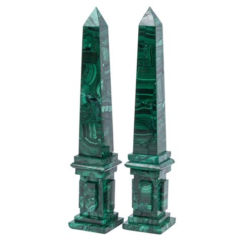 Paar Obelisken aus Malachit,