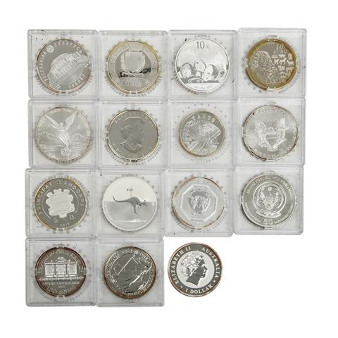 Investmentlot /SILBER - 10 x Unzen und 5 x Silbermünzen 'Alle Welt' 2013