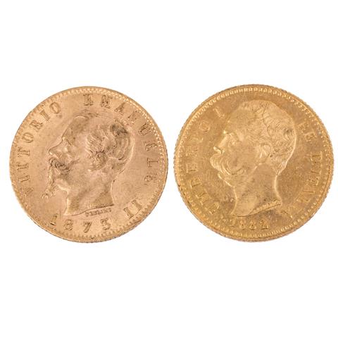 Italien /GOLD - 2 x 20 Lire mit insg. ca. 11.5 g Feingold