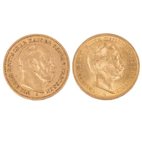 Dt. Kaiserreich /GOLD - Preußen, Wilhelm I. & Wilhelm II. 2 x 20 Mark
