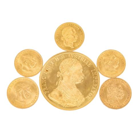 Österreich /GOLD-Lot - Franz Josef I. mit 6 x Münzen mit insg. ca. 35,4 g Feingold