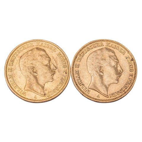Dt. Kaiserreich /GOLD - Preußen, Wilhelm II. 2 x 20 Mark