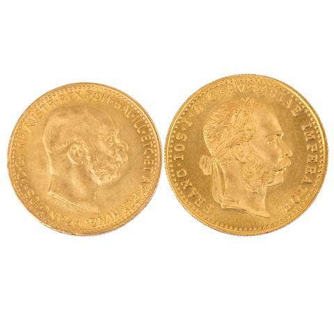 Östereich /GOLD - Franz Josef I. 2 x Münzen mit insg. ca. 6,5g Feingold