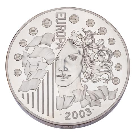 Frankreich - 50 Euro '1st Anniversary of the Euro' 2003, 1 Kg. Sterling Silber,