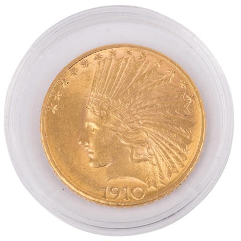 USA - 10 Dollar 1910/D (Denver), Indian Head, GOLD,