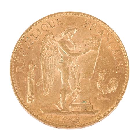Republik Frankreich - 100 Francs 1913, stehender Engel, GOLD,