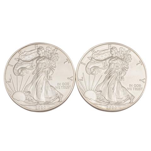 USA /SILBER - 2 x 1 oz American Silver Eagle zu je 1 Dollar 2020