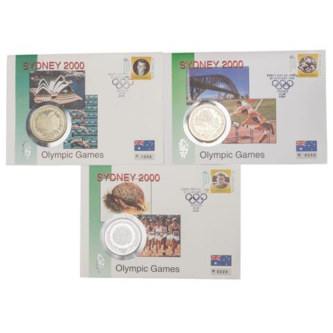 Australien - 3 x 5 Dollars "Sydney 2000", Silber, in Numisbriefen,
