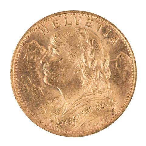 Schweiz /GOLD - 1 x 20 Sfr. Vreneli 1922-B