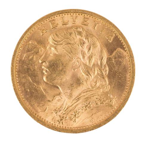 Schweiz/GOLD - 20 Franken 1911/B,