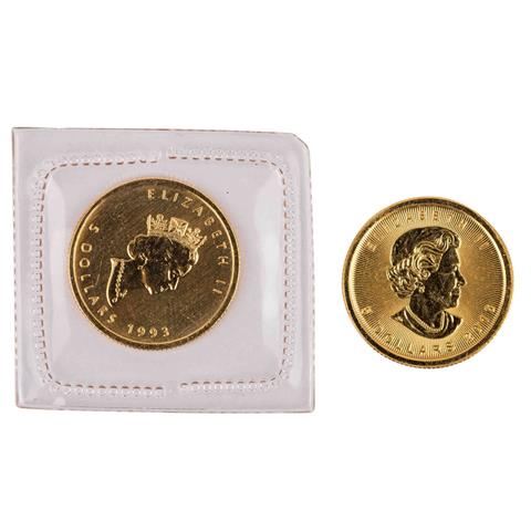 Kanada - 2 x 5 Dollars 1993 + 2016, GOLD,