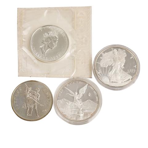 4 Unzen Silber: 5 Dollars Kanada 1999, Mexiko Libertad 2003,