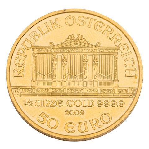 Österreich - 1 x 50 Euro Wiener Philharmoniker 2009 zu 1/2 Unze Gold fein,