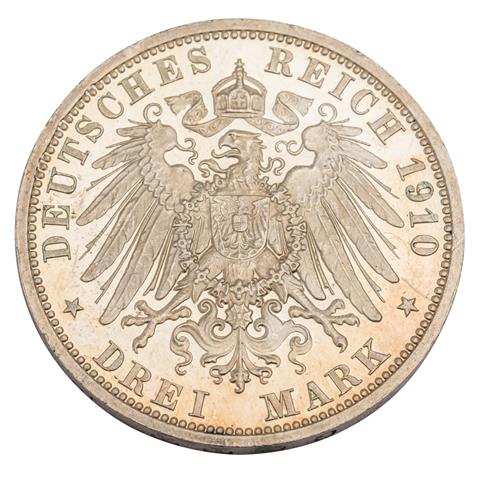 Großherzogtum Sachsen-Weimar-Eisenach/Silber - 3 Mark 1910/A,