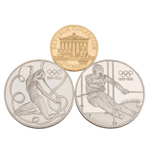 Österreich GOLD & SILBER Set 'Jubiläumsausgabe 100 Jahre Olympische Bewegung 1896-1996'