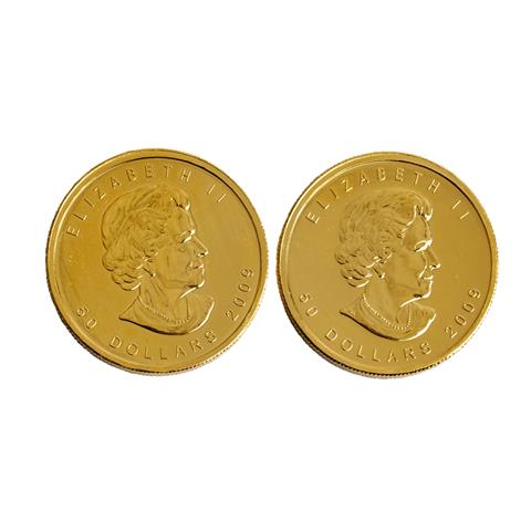 Kanada/GOLD - 2 x 50 Dollars 2009, je 1 Unze Feingold,