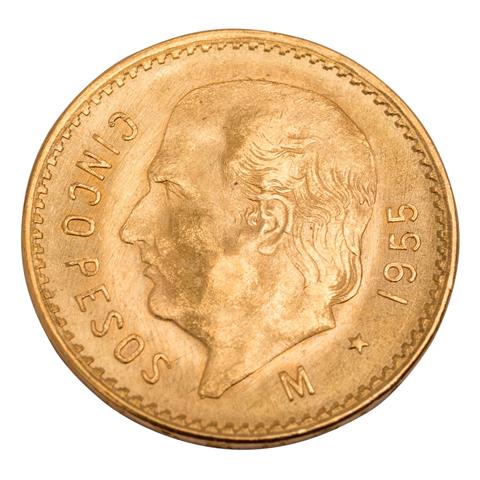 Mexiko /GOLD Centenarios - 5 Pesos 1955
